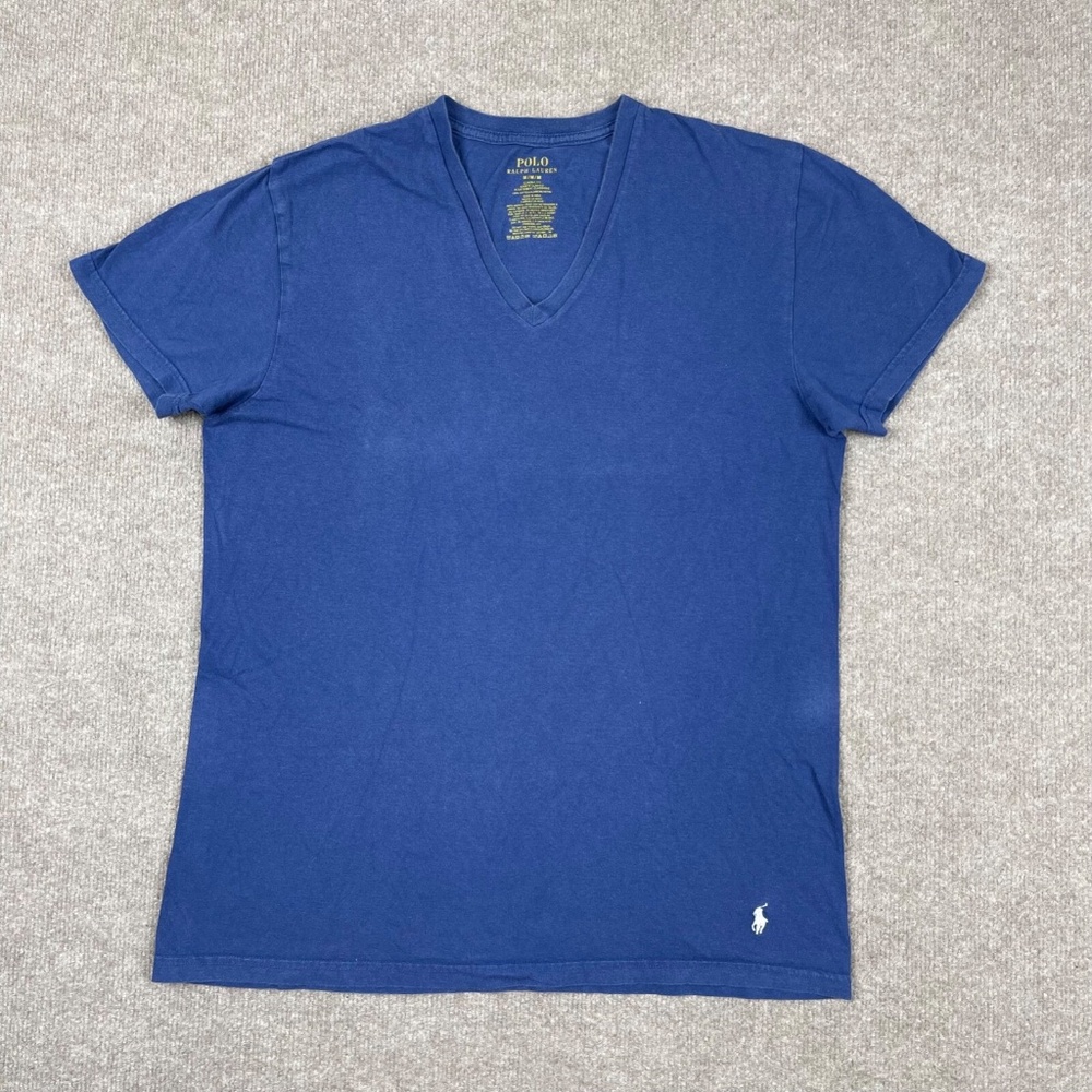 Polo Ralph Lauren T Shirt Men's Size M Blue Short Sleeve V Neck Tee